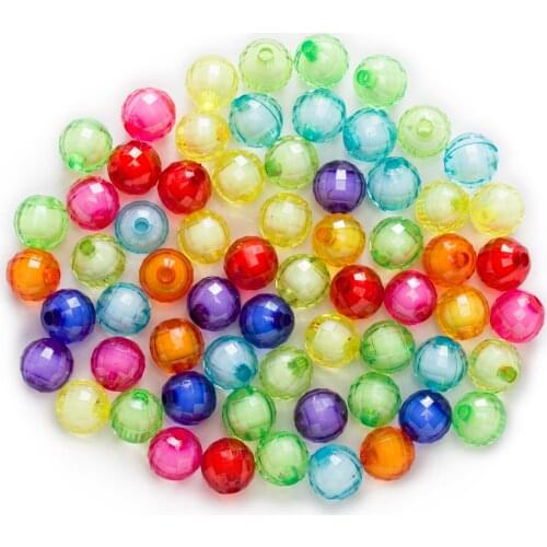 Random Mixed Cut Faceted Acrylic Round Findings Jewelry Making Spacer Beads Women Children DIY Bracelet Necklace 8-20mm
