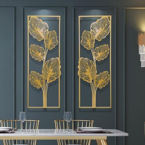 Chinese Wrought Iron 3D Wall Golden Leaf Accessories Crafts Home room Wall Sticker Decoration Corridor Club Wall Mural Ornaments