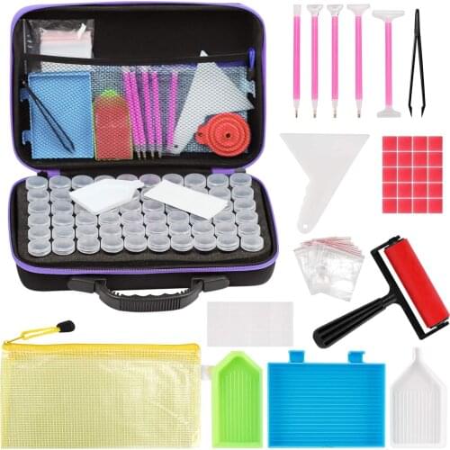 Diamond Painting Storage Containers,60 Slots Diamond Storage Box with Tools,Portable Bead Storage Container,Diamond Painting Acc