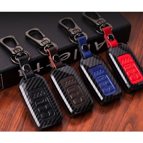 Carbon Fiber Leather Car Remote Key Case Chain Keyless Fob Cover For Honda Civic 2017 Accord Fit CRV CR-V XRV Crosstour HRV JAZZ