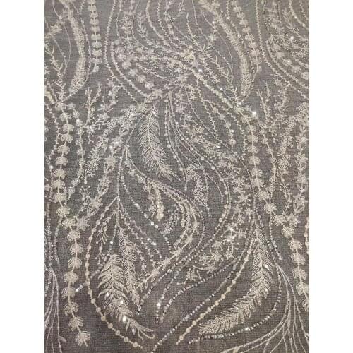 New Arrival embroidery Lace Fabrics Nigerian Tulle Mesh Lace Fabric for party Lace Fabrics with beads ZH-888812