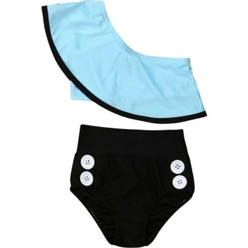 Summer Kids Swimwear Girls Bikini Set One Shoulder Swimsuit Toddler Girl Tankini High Waist Bikini Swimming Suit Bathing Suit
