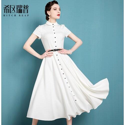 High End Temperament Dress WomenS Dress In Summer 2021 New Original Design Baby Neck Short Sleeve Shirt Skirt