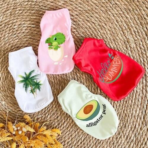 Cute Summer Pets T-Shirt Printed Dog Clothes For Small Medium Dogs Vest French Bulldog Chihuahua Puppy Cat Costumes Pet Supplies