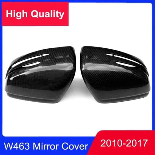 One Pair Real Black Carbon Fiber Mirror Cover Car Rearview Mirror Cap Cover Direct Replace For BENZ G Class W463 2010-2017