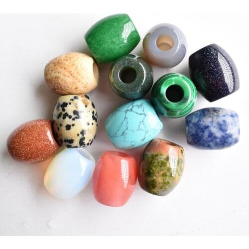 Wholesale 12pcs/lot Fashion good quality mix natural stone 16x18mm round shape big hole beads for DIY Bracelet jewelry making