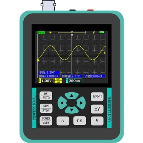 DSO2512G Mini Digital Oscilloscope with 2.4 Inches Screen 120M Bandwidth 500M Sampling Rate for Maintenance DIY Electronic Test