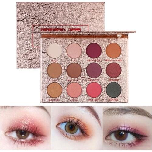 12 Colors Eyeshadow Palette Makeup Cosmetics Long-lasting Matte Glitter Nude Shiny Korea Eye Shadow Pallete For Women Make Up