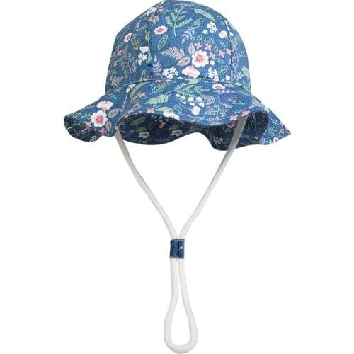 Girl Bucket Hat Summer Sun Beach Cap Wide Brim With String Baby Toddlers Holiday Outdoor Accessory For Spring