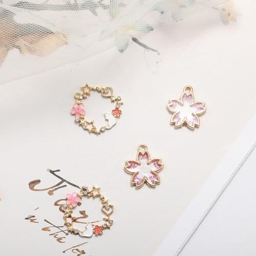 Kawaii Cherry Blossoms Charms For Jewelry Making Earring Necklace Diy Bracelets Bangles Zinc Alloy Flower Pendant Handmade Girls
