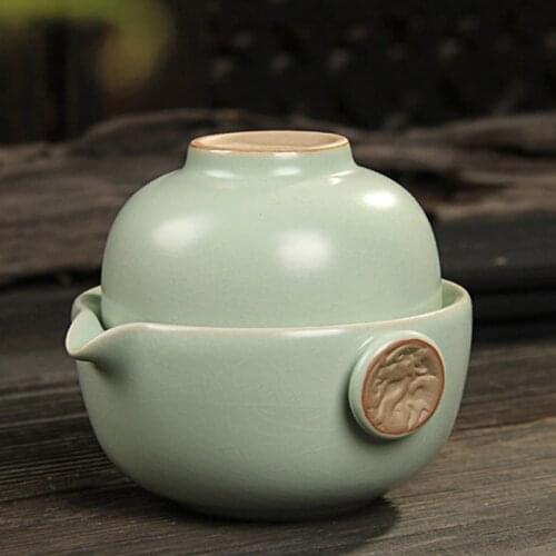 Portable travel Handmade Ceramic Kung Fu Tea Set 1cup 1pot,tea cup teapot Chinese ceramic teapot kettle porcelain gaiwan tea cup