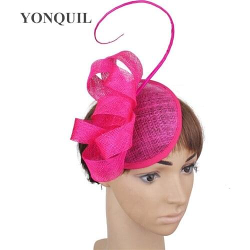 Sinamay Wedding Fashion Fascinator Hat Elegant Women Party Dinner Fedora Cap Formal Wedding Headpiece Hoops Ladies Millinery Cap