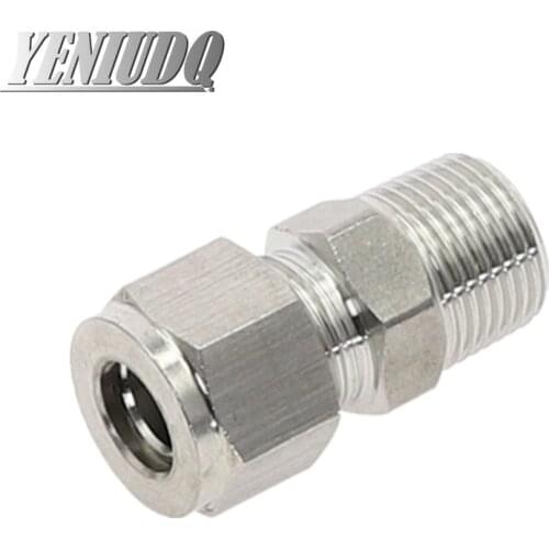 SS 304 Stainless Steel Double Ferrule Compression Connector 6mm 8mm 10mm 12mm Tube to 1/8" 1/4" 3/8" 1/2" Male NPT Pipe Fitting