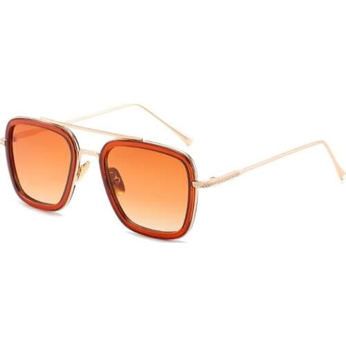 Fashion Iron Man Sunglasses Tony Stark Style Women Shades Square Brand Design Retro Male Sun Glasses