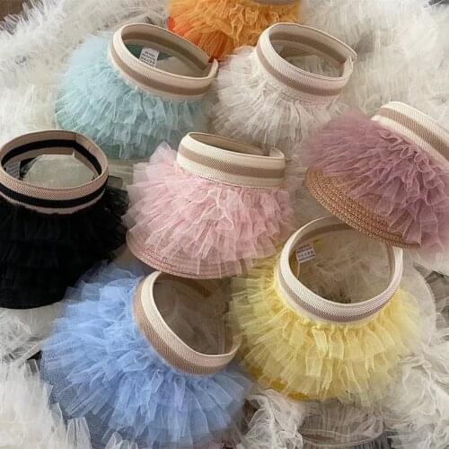 INS Hot 1Pcs Empty Cap Straw Hat Children Summer Sun Protection Candy Color Straw Top Hat Lace Edge Princess Beach Hat Gorro