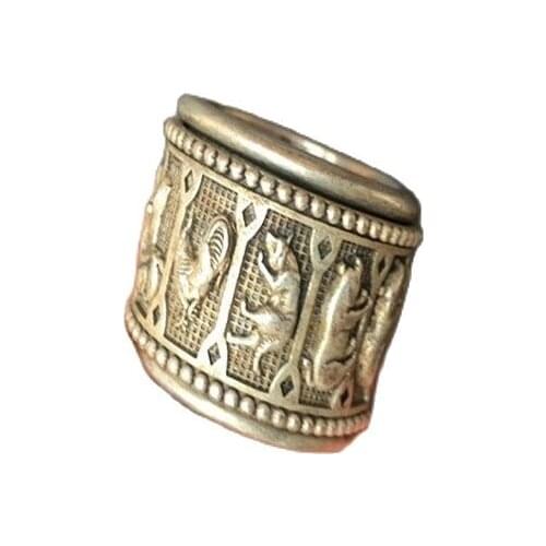 Ancient Tibetan Silver double layer rotating Tibetan Silver twelve zodiac rings