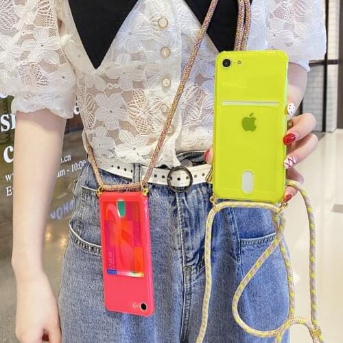 Ultra Thin Card Bag Crossbody Lanyard Phone Case For iPhone 12 11 Pro Max Mini XR X XS Max 7 8 Plus SE2020 Shockproof Soft Cover