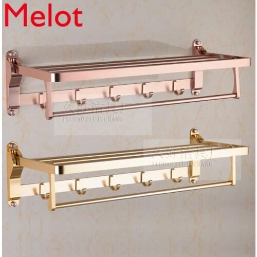 High-Grade Rose Gold Alumimum Bath Towel Rack Fixed Hook Local Luxury Gold Fine Towel Rack