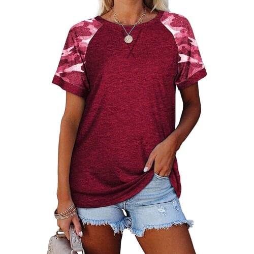 2022 New T-shirt Casual Loose Beauty Dress Hot Sale High Quality Camouflage Stitching Plus Size Short Sleeve Top Women S-3xl