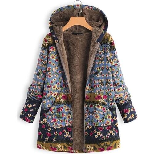 Womens Autumn And Winter Printing Casual Large Size Hooded Warm Jacket Women Temperament Streetwear Wm