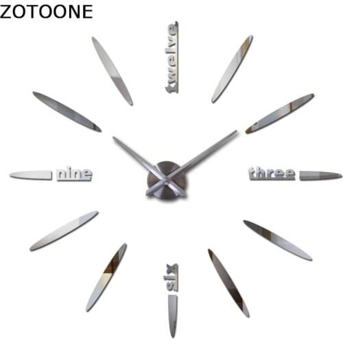 ZOTOONE Acrylic 3d Mirror Wall Clock Modern Design DIY Vintage Self Adhesive Watch Clock Wall Sticker For Wedding Decoration D