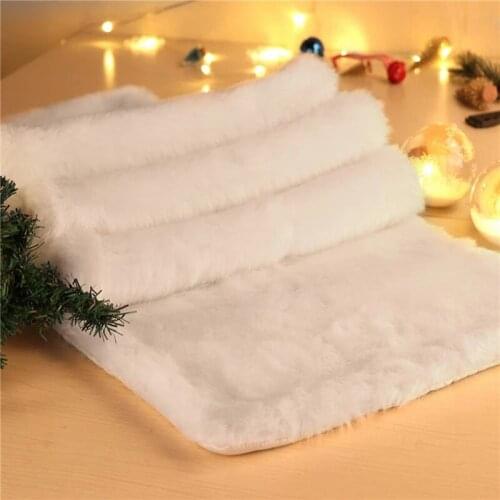1Pc Luxury Cover Fluffy Modern Party Table Runner Faux Fur Thick Christmas Snowy White Holiday Soft Rectangle Home Decoration