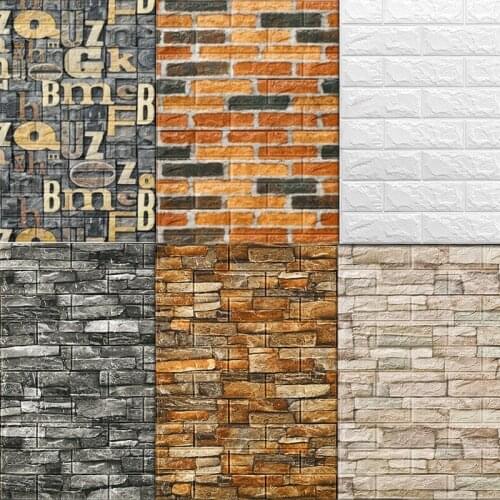 10PCS 3D PVC Wall Stickers Paper Brick Stone Wallpaper DIY Rustic Effect Self adhesive Living Room House Decoration