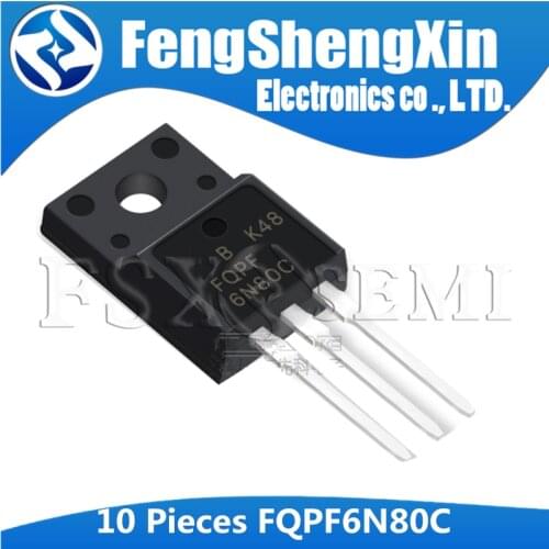 10PCS FQPF6N80C TO-220 6N80C 6N80 TO220 FQPF6N80 TO-220F MOSFET transistor