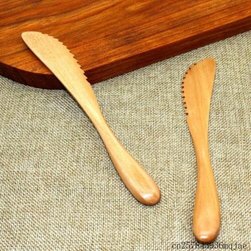 100pcs Wooden Butter Knife Tooth Shaped Cheese Knife Japanese Style Fruit Cake Knives
