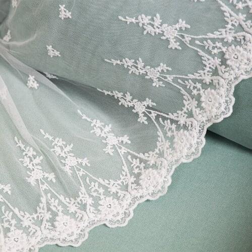 15Yards White Floral Lace Trim DIY Clothing Accessories Dress Sewing Applique French Mesh Net Fabrics 32cm 42cm Width