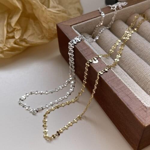 18K Gold 4MM Authentic 925 Sterling silver Clavicle Choker necklace Cross Chain Pendant Jewelry C-B961