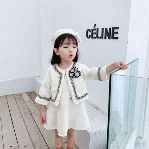 Cute Kids Baby Girl free shipping clothes Linen Pageant cardigan Coat round neck debutante long sleeve Dresses 2pc cotton outfit