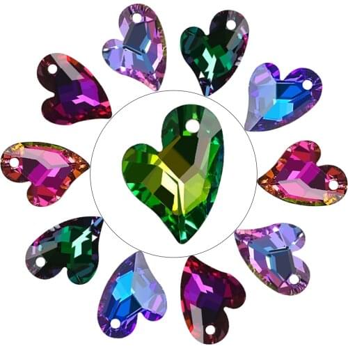 20pcs Colorful Crystal Charms Pendant 17mm Glass Heart Beads For DIY Making Earing Jewelry Accessories Needlwork Wholesale