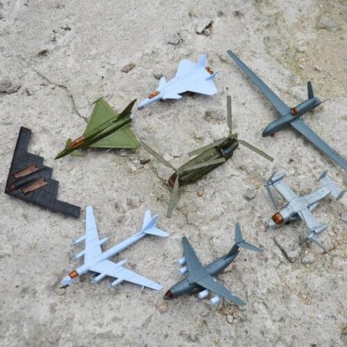 8pcs DIY 4D Modern Helicopter Aircraft Heavy Fighter Puzzle Assembly Miniature Building Set Toys Collectibles Home Decor
