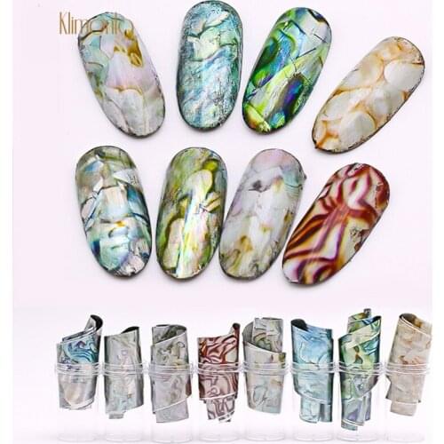 8pcs/lot Gradient Marble Designs Nail Foils Transfer Holographic Nail Sticker Full Wraps Manicure Nail Decoration Set