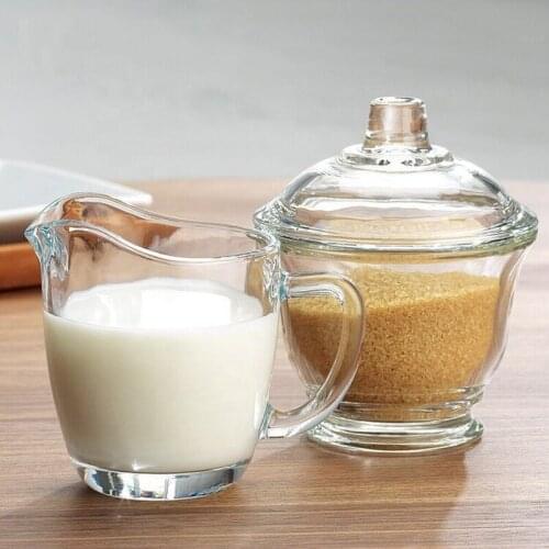 Sugar Jar for export european-style glass coffee sugar jar with cover coffee matching apparatus milk jar milk jar