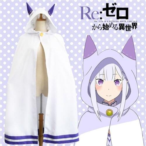 Re:Life in a Different World From Zero Emilia White Cape Cloak Halloween Carnival Cosplay Costume