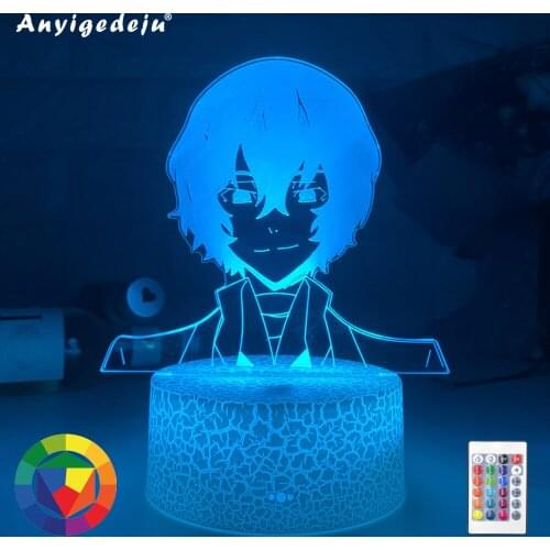 Bungo Stray Dogs LED Lamp Dazai 3D Night Light Anime Lights Lampara De Noche Dormitorio Led Decoration Xmas Lampe Bedroom Decor