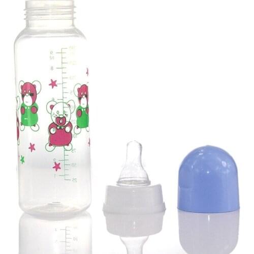 250ml Random Color Newborn Baby Milk Bottle Infant Learning Drinking Bottle Kids Feeding Standard Caliber PP Bottles