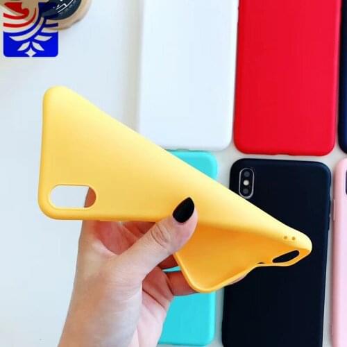 PEPENG Simple candy Thick silicone soft shell TPU Anti-fall Phone Cases For iphone 6 6S 7 8 Plus X Xs Max Christmas gift Girl
