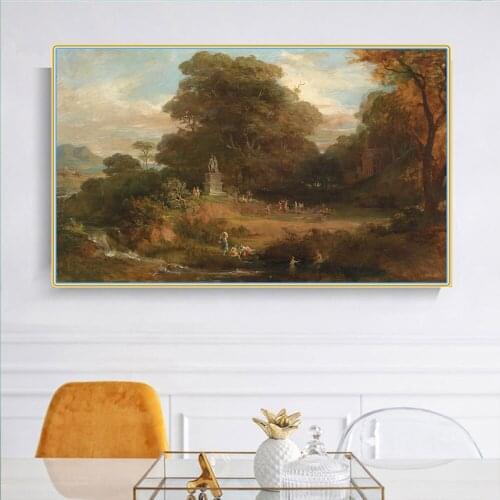 Citon Friedrich von Amerling《Ideal Greek landscape》Canvas Oil Painting Artwork Poster Picture Wall Decor Home Decoration