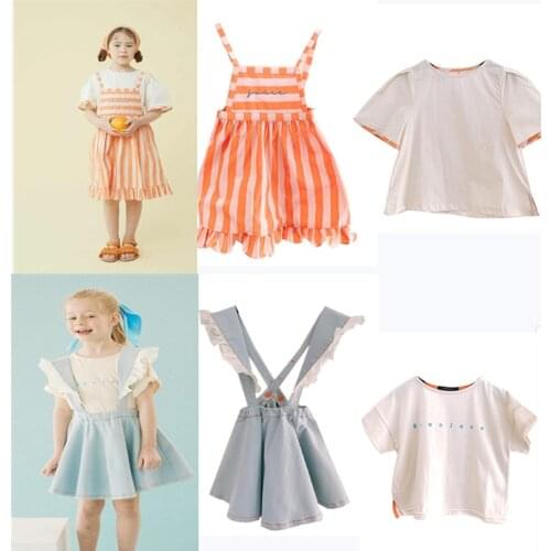 Kid girls dress 2021 ss summer brand toddler strap dress children cute tops kids clothes set suit casual dress wz123