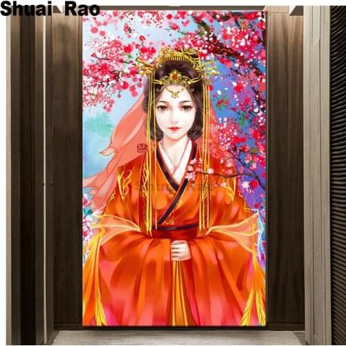DIY Diamond Painting Full Square round Chinese classical bride girl Diamond Embroidery Cross Stitch Diamond 5D Rhinestone large