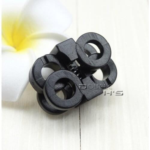 50pcs/lot Double 5.7mm Holes Elastic Shoe Lace Shoelace Buckle Stopper Rope Clamp Tighten Paracord Spring Cord Locks