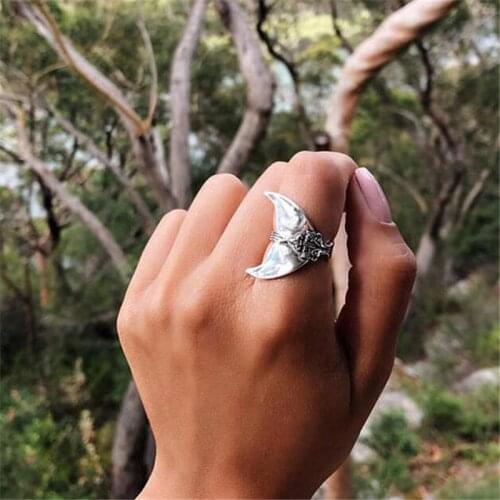 Docona Boho Mermaid Ring for Women Vintage Silver Color Fish Whale Tail Midi Rings Beach Knuckle Ring Jewelry Anillos 3903