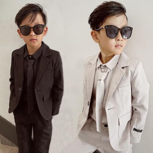 Children Suit Set 2020 Spring Autumn Boys Casual Long-sleeved Blazer Pants Clothing Sets Kids Party Costume