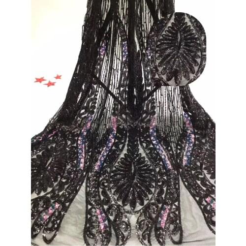 Nice looking sequins lace fabric fashion embroidered net tulle mesh lace ZH-9363 for party dress