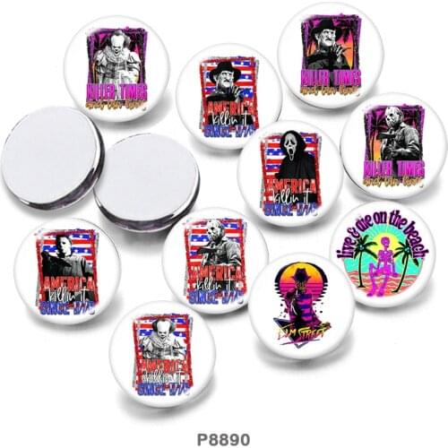 Halloween 10mm12mm/18mm/20mm/25mm/30mm Round Glass Cabochon Flat Back Making Findings P8890