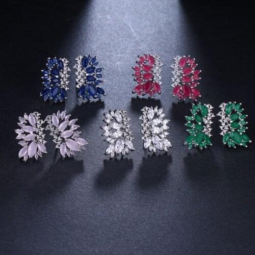 KSRA Dainty Crystal Cluster Droplet Ear Climber Earrings For Women Chandelier Statement Wedding Bridal Jewelry Bridesmaids Gift