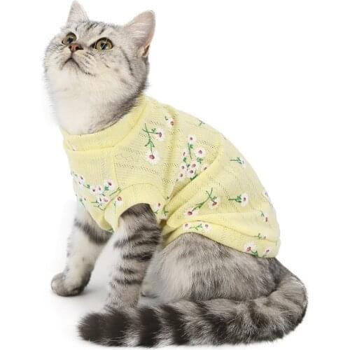 Cute Cat Clothes Floral Ropa Para Gatos Small Pet Clothing Spring Autumn Vest Festival T Shirt Outfits For Kitten
